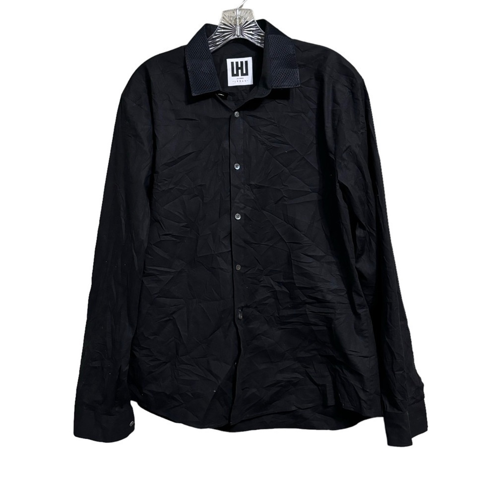 Les Hommes Urban Sz 50/ LG Black Button Down Spread Collar